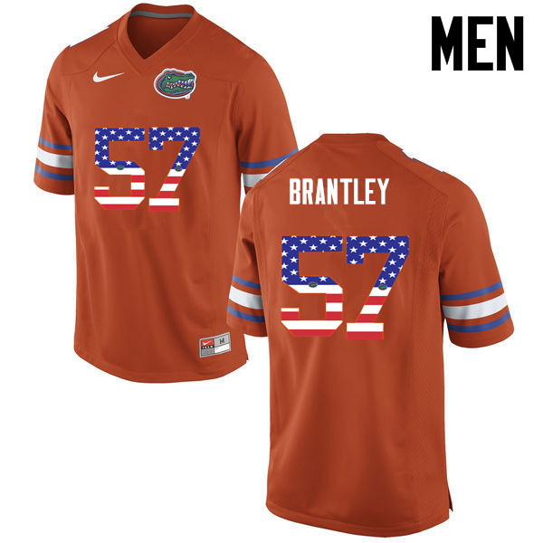 Men Florida Gators #57 Caleb Brantley College Football USA Flag Fashion Jerseys-Orange - Click Image to Close